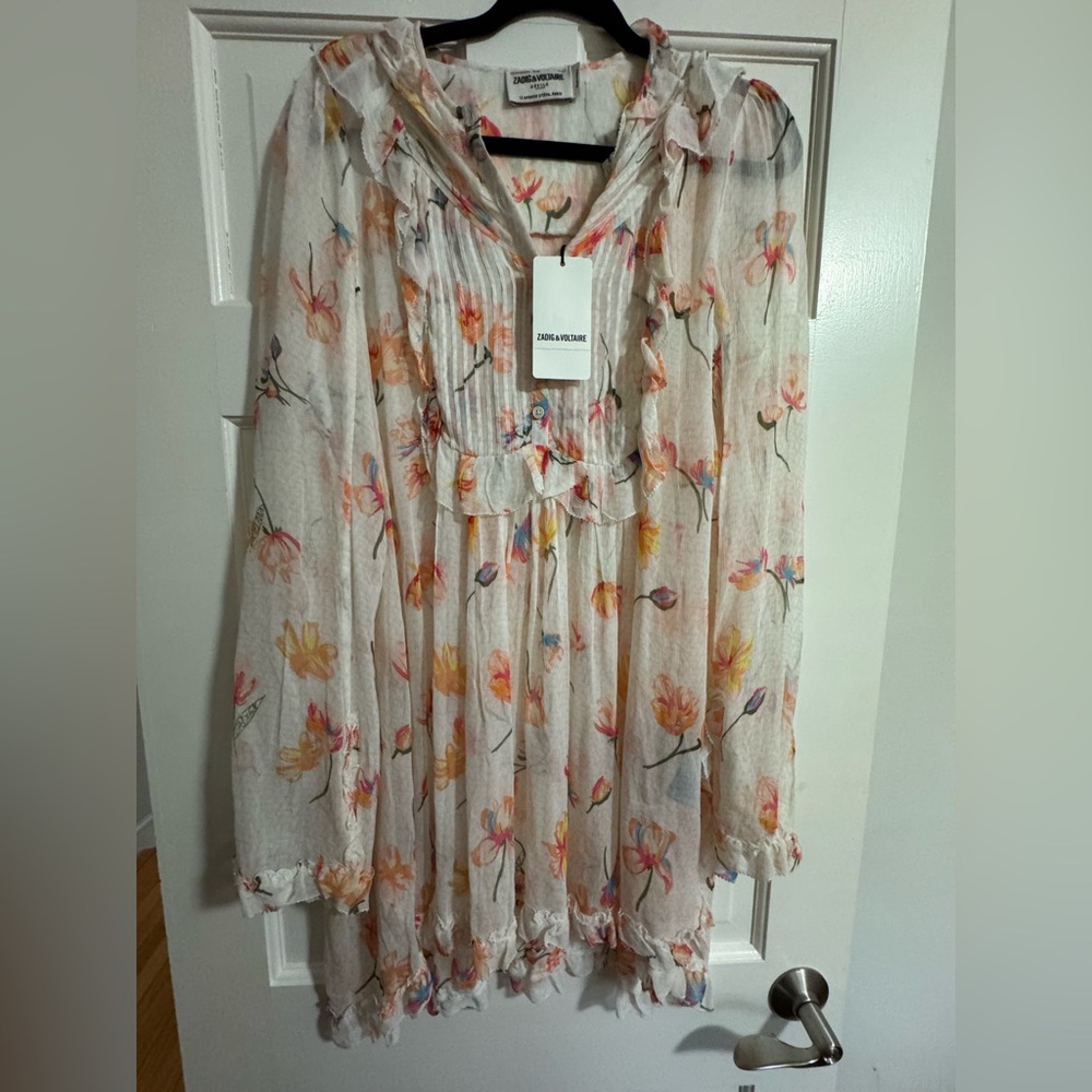 NWT Zadig and Voltaire Rackel Floral Chiffon Mini Dress - Picture 6 of 7